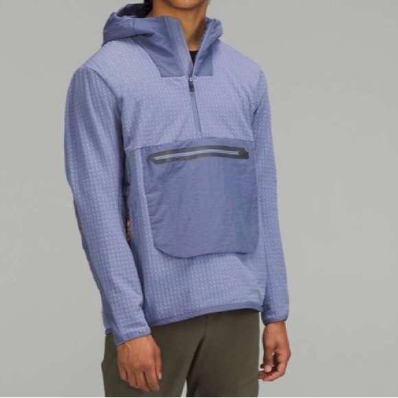 Lululemon Anorak Jacket Men Sz Small Grid Fleece Water Repellent Purple LM4AJXS